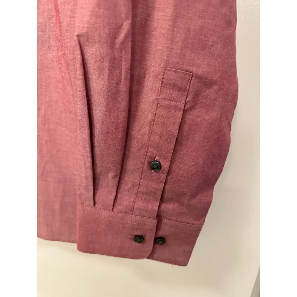 Bar III Men's NWT XL Pink Red Salmon Button Down Dress Shirt Slim fit Stretch